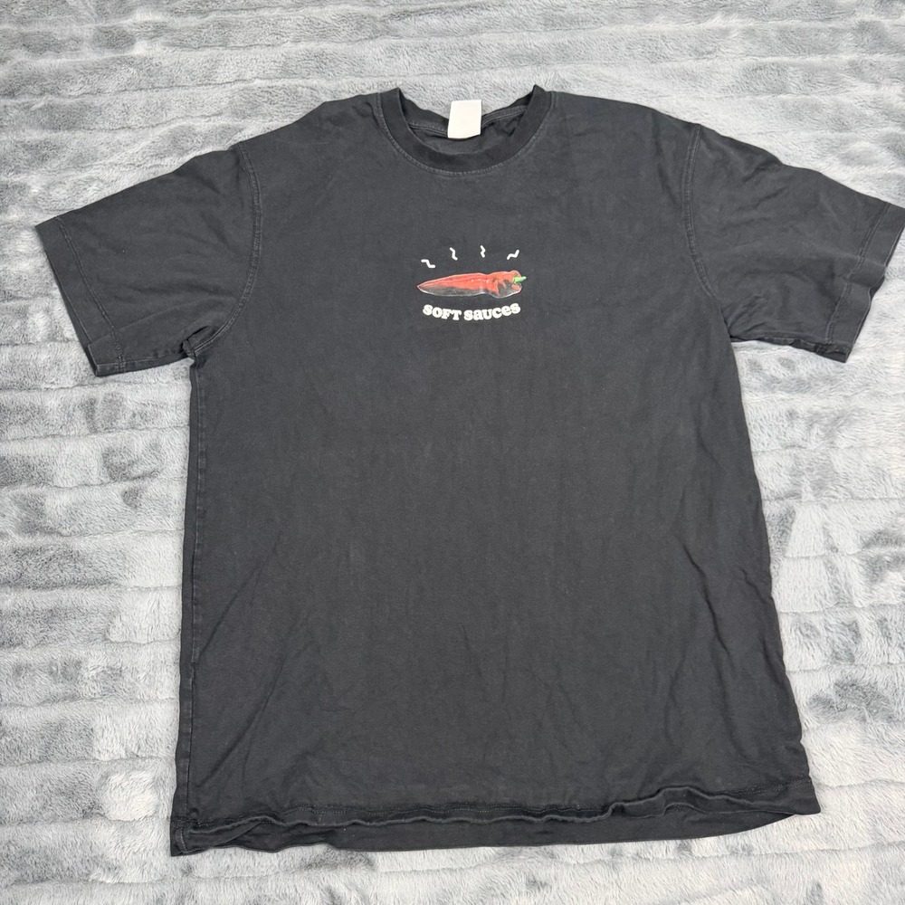 Zara Mens Soft Sauces Graphic T-Shirt Black Short Sleeve Size Medium 15235